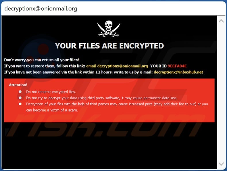 Xqxqx ransomware pop-up venster