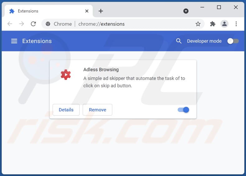 Adless Browsing verwijderen uit Google Chrome stap 2