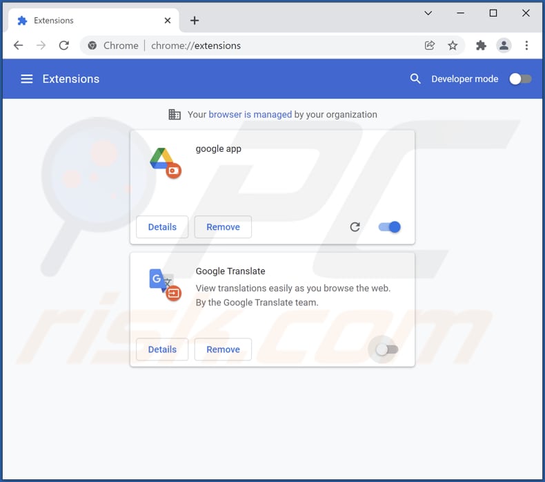 Verwijderen van nep Google app uit Google Chrome stap 2