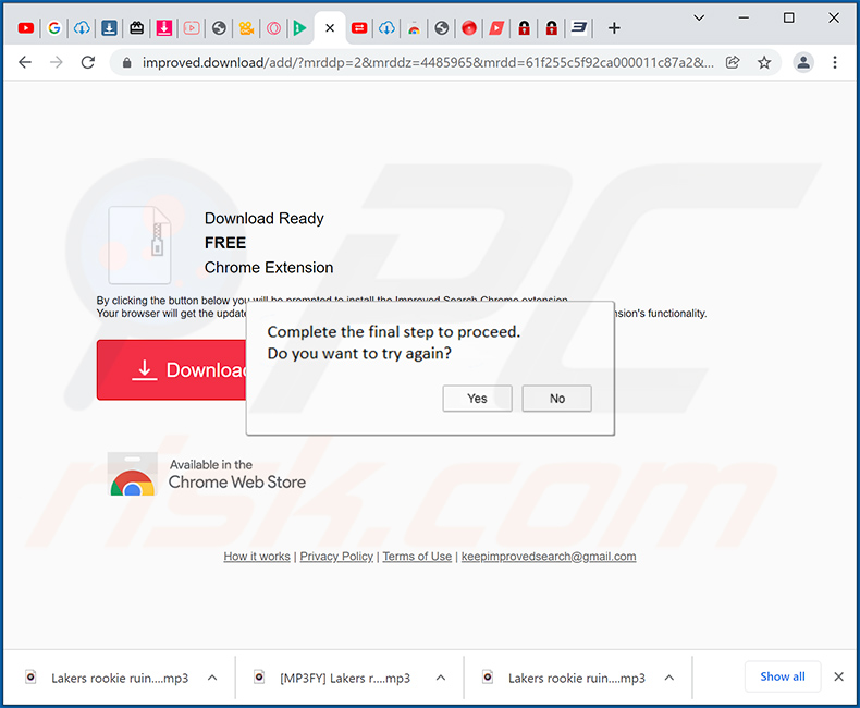 Keep Fast Search browser hijacker-promotie bedrieglijke website