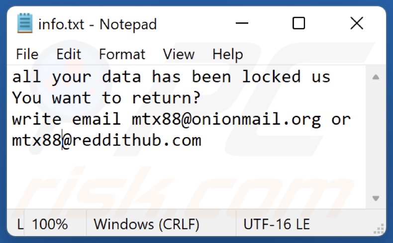 MTX ransomware tekstbestand (info.txt)