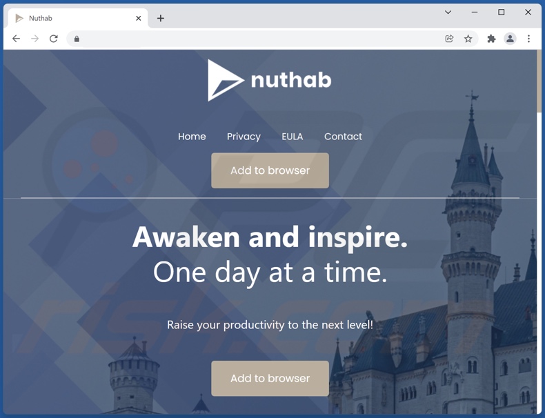 Website gebruikt om Nuhtab browser hijacker te promoten