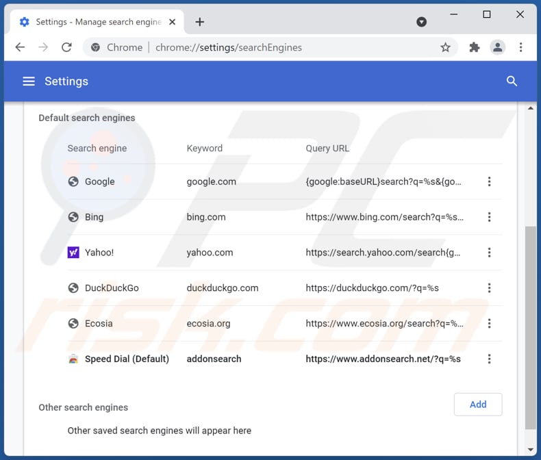 Addonsearch.net verwijderen uit Google Chrome standaard zoekmachine