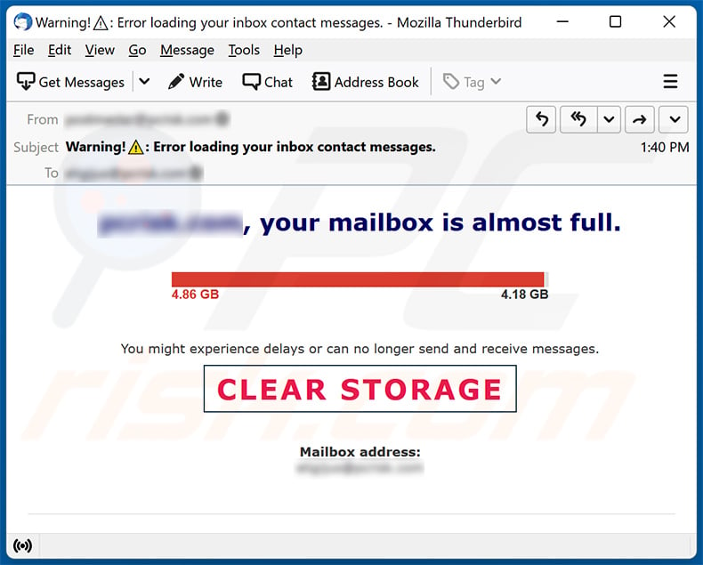 your mailbox is almost full spam email (2022-01-27)