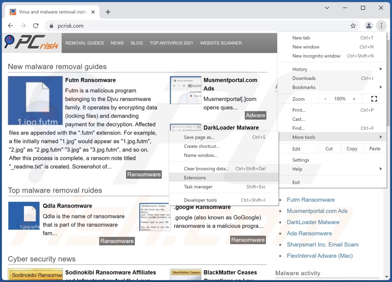 Ask Ali advertenties verwijderen uit Google Chrome stap 1