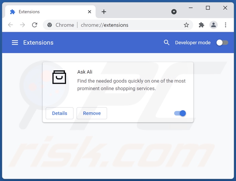 Ask Ali advertenties verwijderen uit Google Chrome stap 2