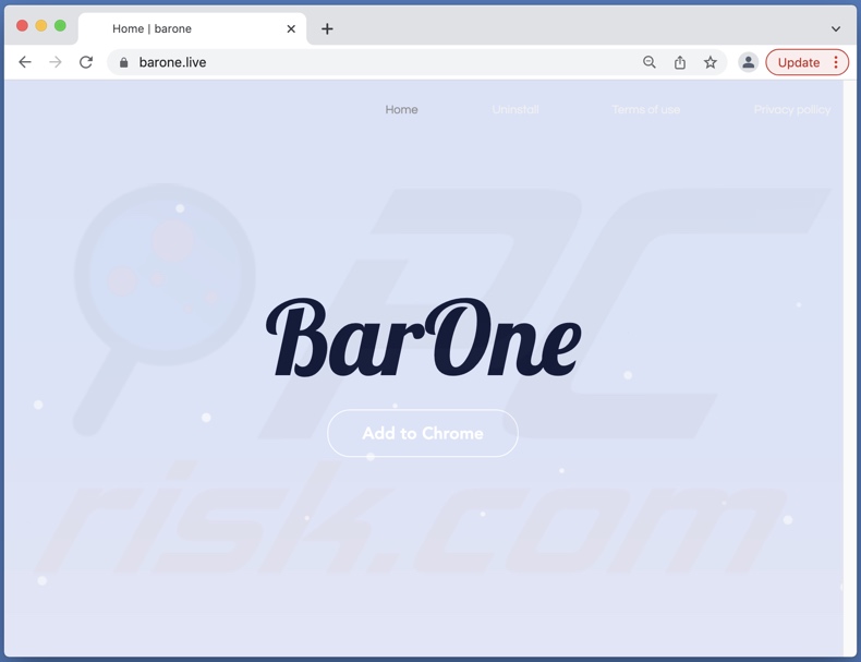 Website gebruikt om Bar1 New Tab browser hijacker te promoten