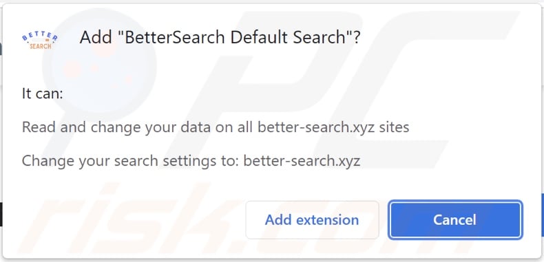 BetterSearch Default Search browser hijacker toestemming vragen