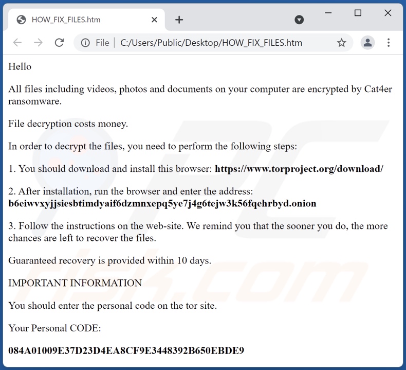 Cat4er ransomware losgeld-eisend bericht (HOW_FIX_FILES.htm)