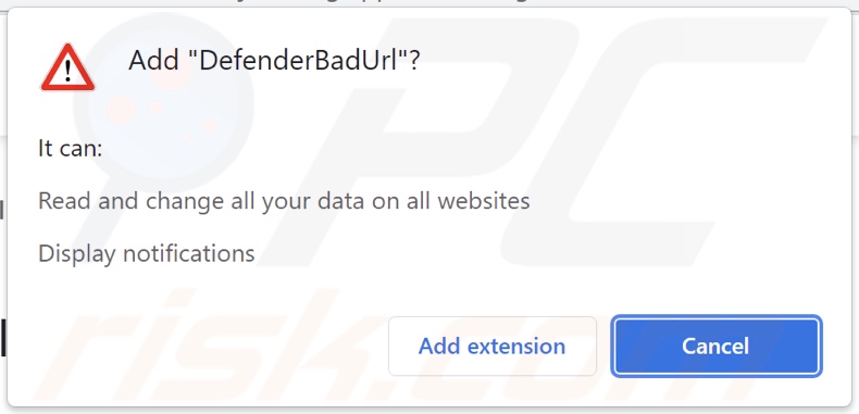 DefenderBadUrl adware gegevensgerelateerde toestemmingen vragen
