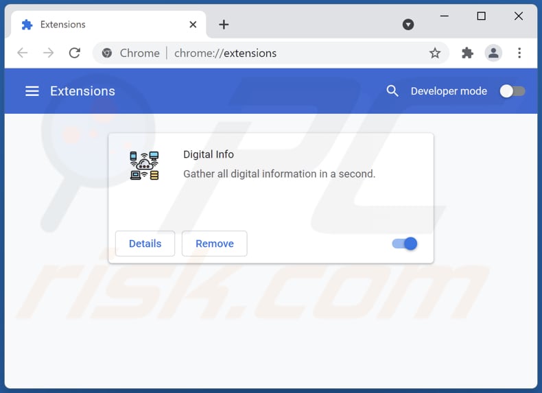 Digital Info adware verwijderen uit Google Chrome stap 2