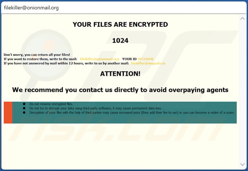 Kl ransomware losgeld bericht in een pop-up venster