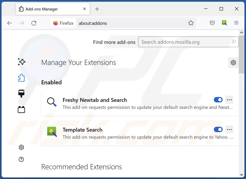 Verwijderen van search.multisearch.live gerelateerde Mozilla Firefox extensies