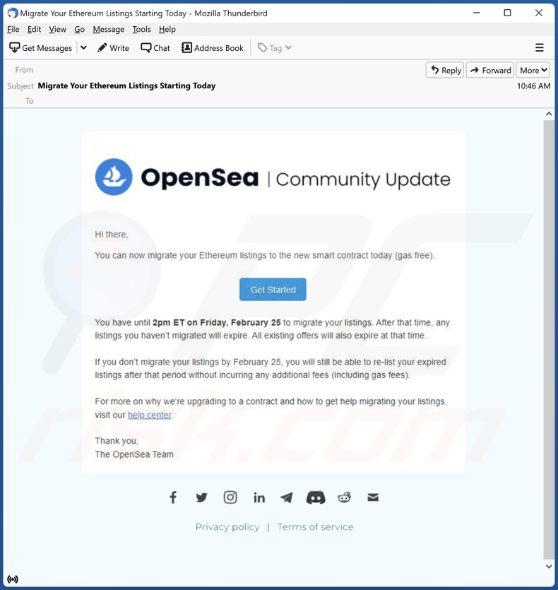 OpenSea e-mail spamcampagne