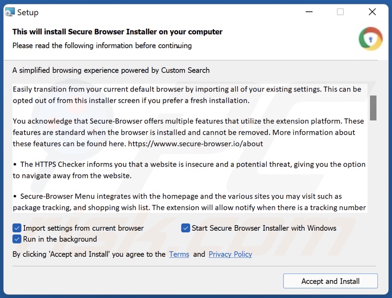 Secure Browser updated installer