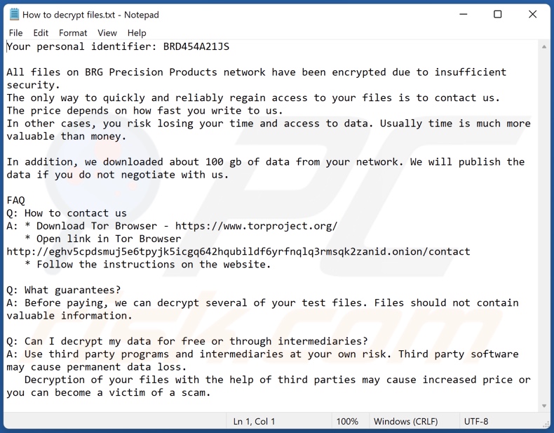 TargetCompany ransomware (brg) losgeld bericht (How to decrypt files.txt)