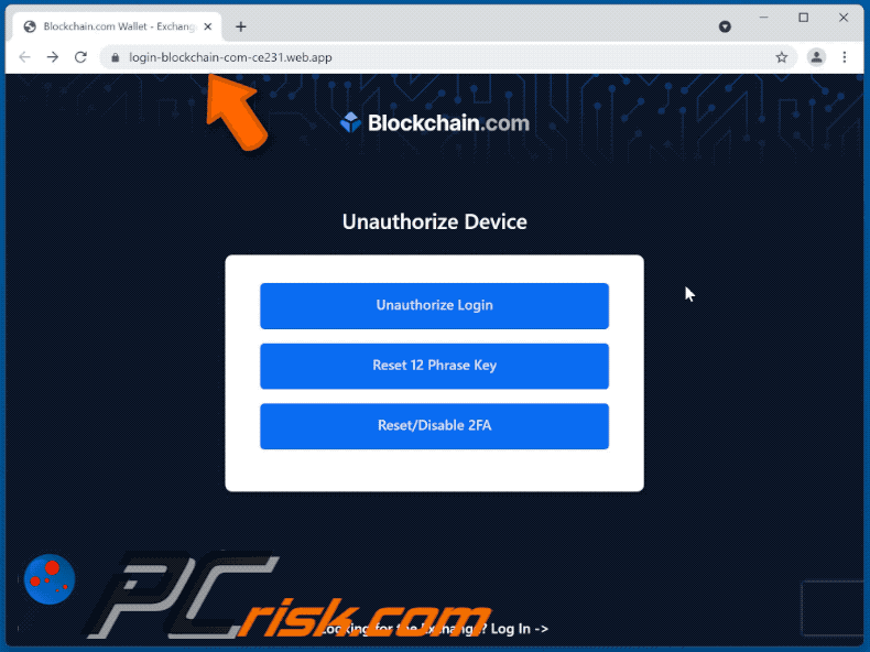 blockchain.com e-mail scam phishing website verschijning