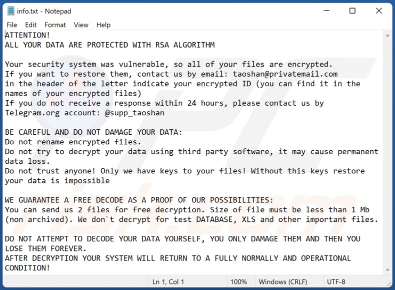 DIKE ransomware tekstbestand (info.txt)