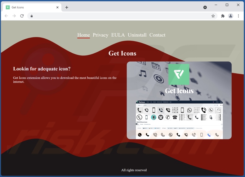 Website die Get Icons adware promoot