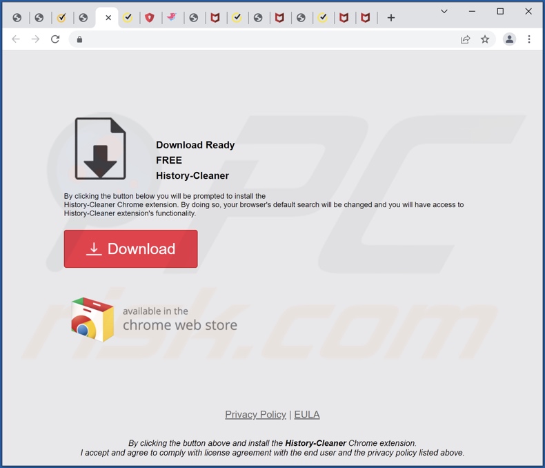 Website gebruikt om History-Cleaner browser hijacker te promoten