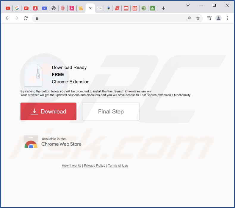 Website die gebruikt wordt om de Keep It Secure browser hijacker te promoten
