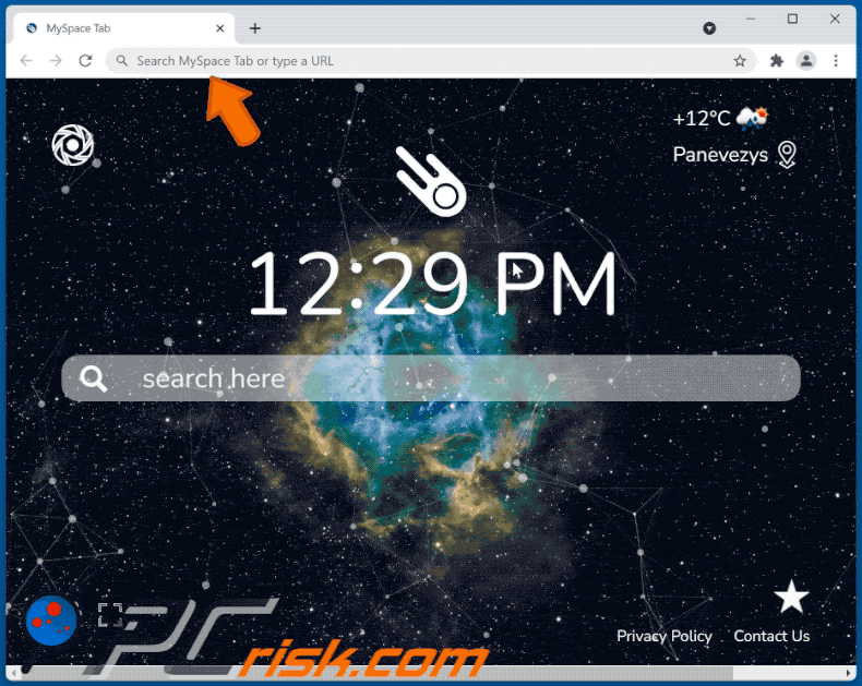 myspace tabblad browser hijacker search.spaceytab.com verwijst door naar google.com