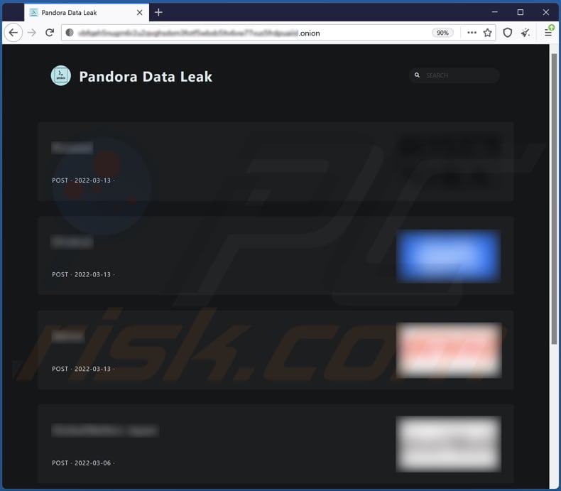 pandora ransomware data lekkende site