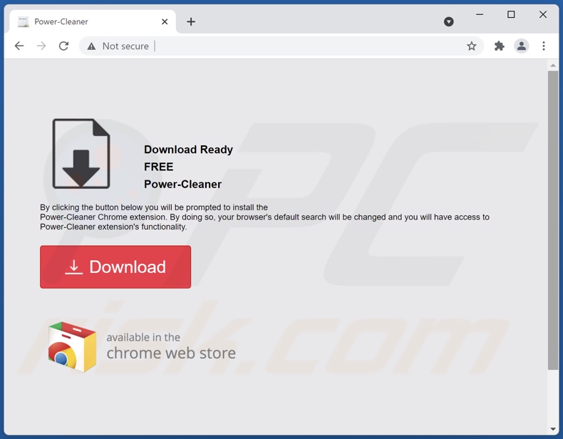 Website gebruikt om Power-Cleaner browser hijacker te promoten