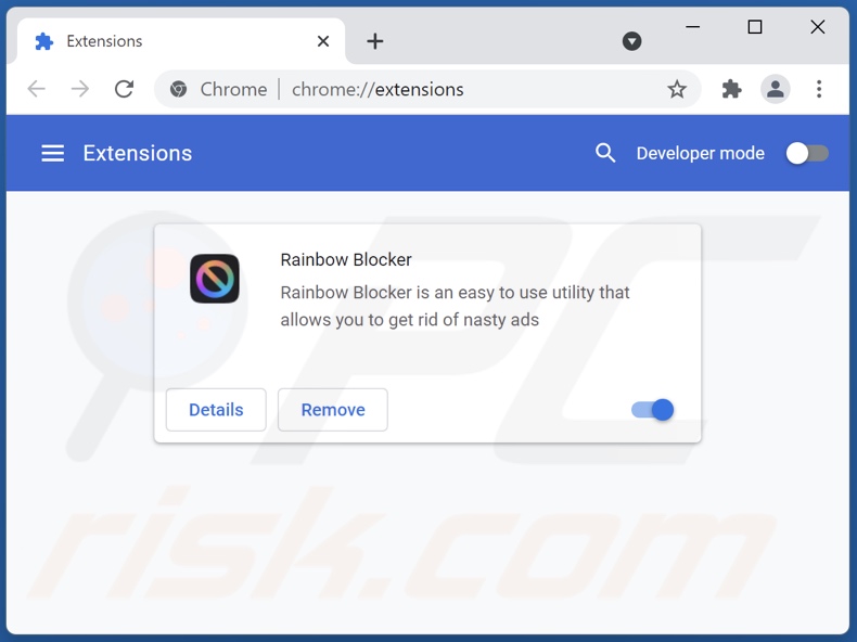 Rainbow Blocker advertenties verwijderen uit Google Chrome stap 2
