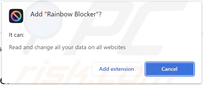 Rainbow Blocker adware vraagt om machtigingen