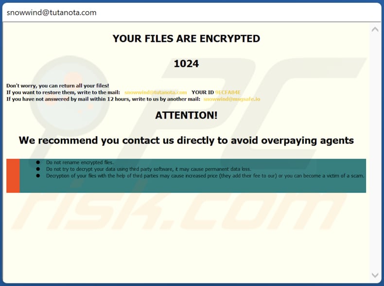 snwd ransomware pop-up window