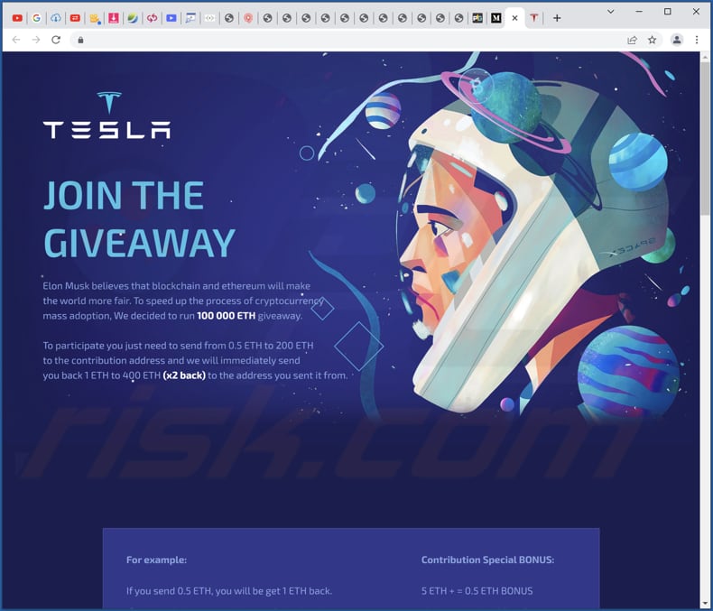 tesla giveaway scam 100k eth nep giveaway