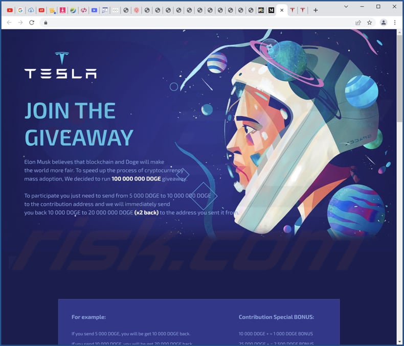 tesla giveaway scam 1 million doge nep giveaway