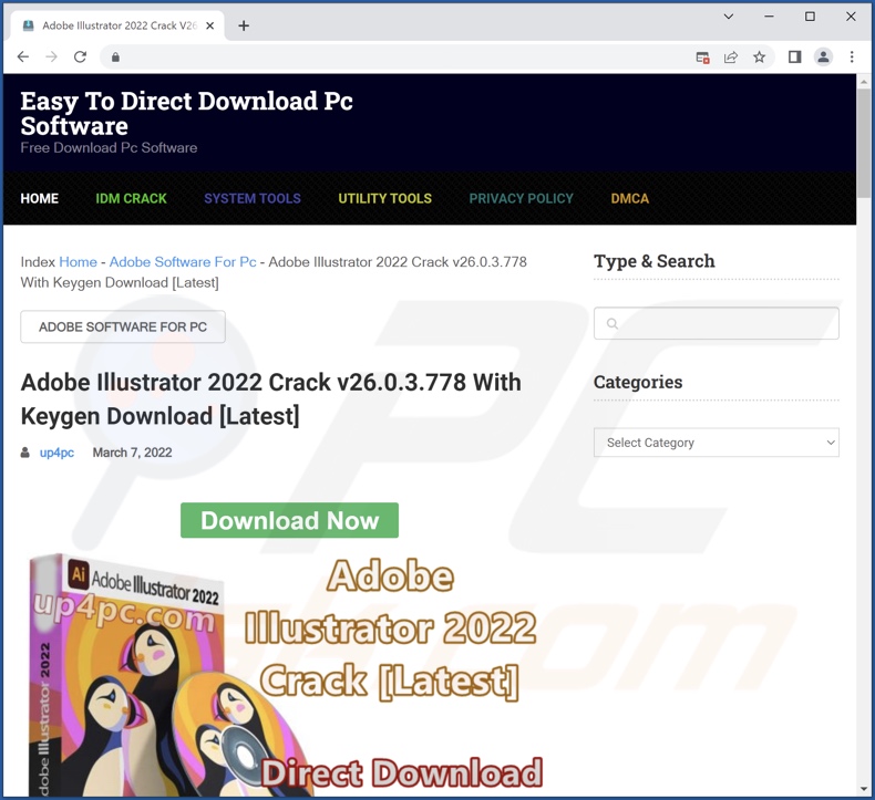 Gekraakte software download site die 17uoEtuihi6Lsg4hdedT7PUhF4FNgBPD2F malware promoot