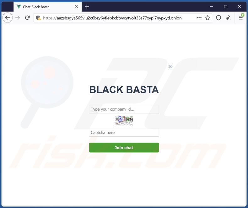 Black Basta ransomware Tor website