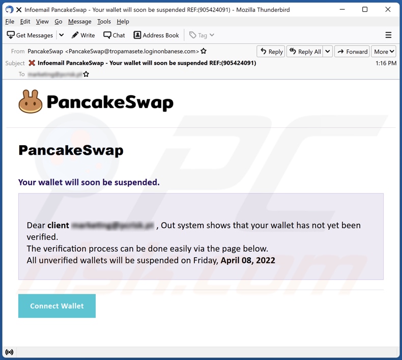 PancakeSwap email spamcampagne