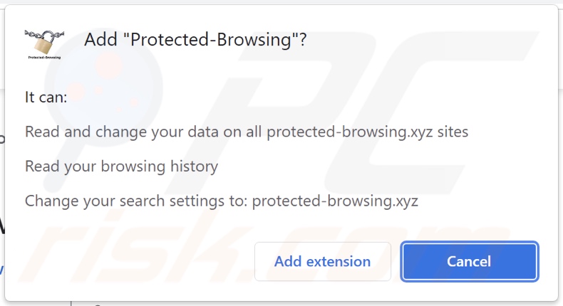 Protected-Browsing browser hijacker vraagt om toestemming
