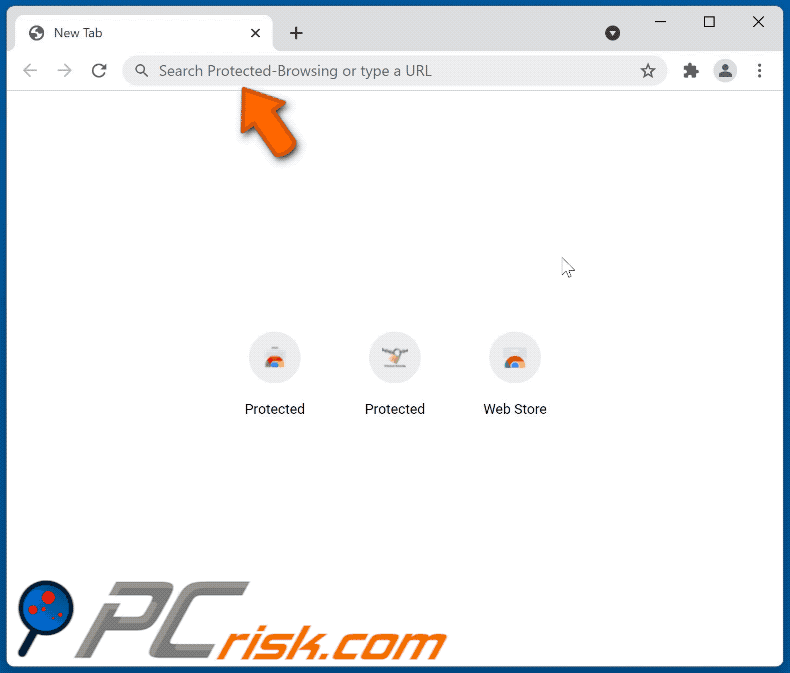 Protected-Browsing browser hijacker doorverwijzend naar Bing (GIF)