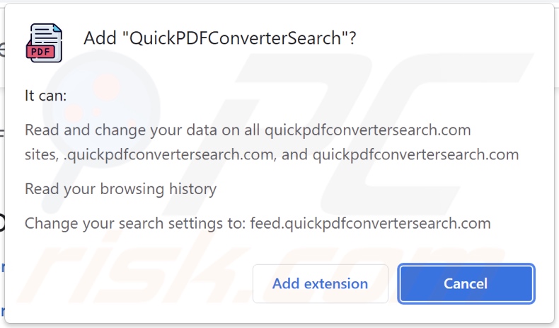 QuickPDFConverterSearch browser hijacker vraagt om machtigingen