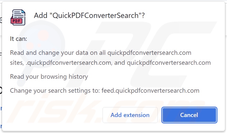 QuickPDFConverterSearch browser hijacker vraagt om machtigingen