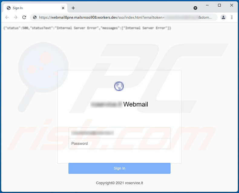 Phishing-site gepromoot via in behandeling zijnde spam met e-mailthema