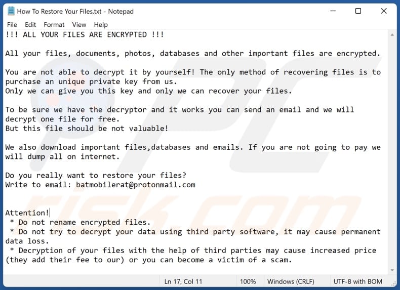 Zazas ransomware tekstbestand (How To Restore Your Files.txt)