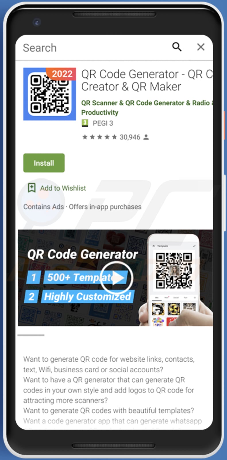 Anatsa trojan vermomd als QR Code Generator - QR Code Creator & QR Maker