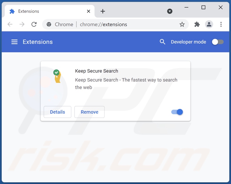 Verwijderen van keepsecuresearch.com gerelateerde Google Chrome extensies