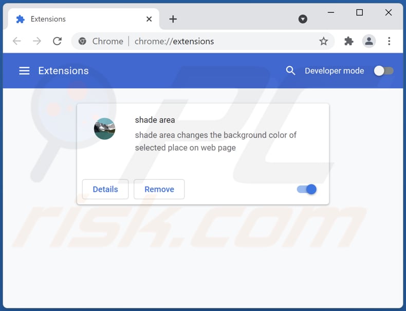 Verwijderen van shade area adware uit Google Chrome stap 2