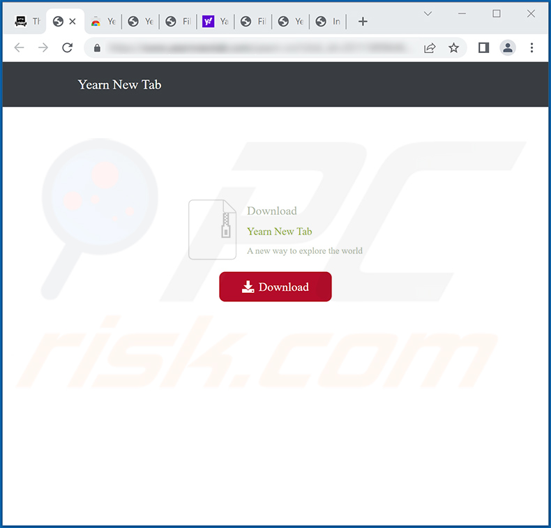 Website gebruikt om te promoten Yearn New Tab browser hijacker