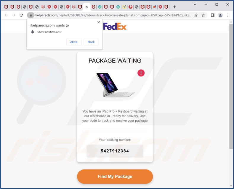 FedEx PACKAGE WAITING scam