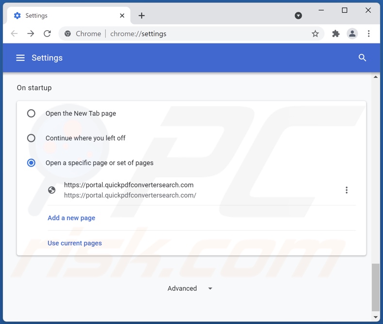 Nep-zoekmachine verwijderen van Google Chrome homepage