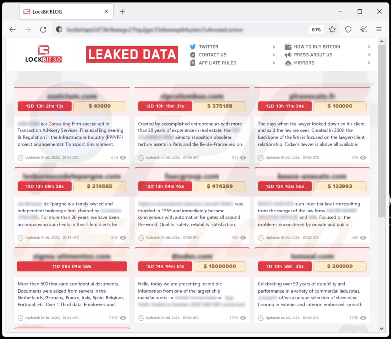 LockBit 3.0 ransomware data lekkende site