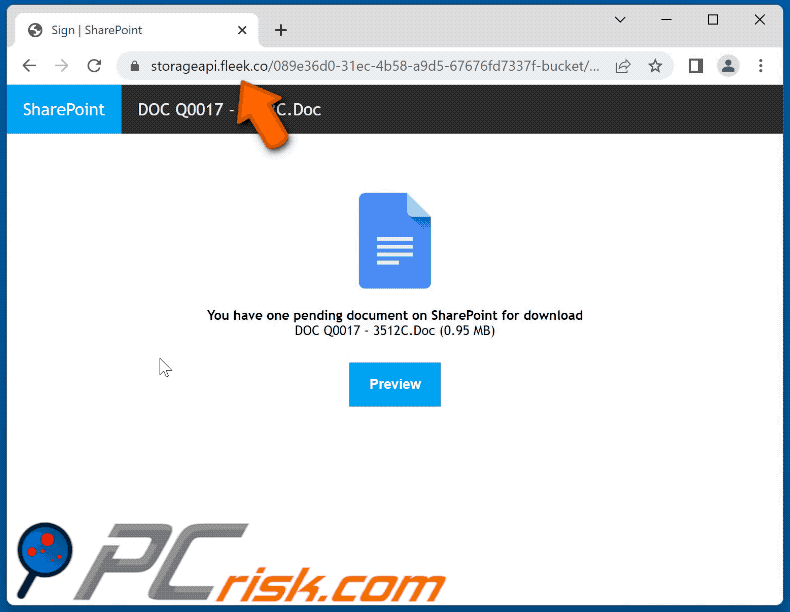 Meeting Reminder scam email promoted phishing site (GIF)